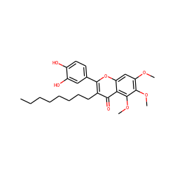 CCCCCCCCc1c(-c2ccc(O)c(O)c2)oc2cc(OC)c(OC)c(OC)c2c1=O ZINC000036222842