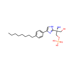 CCCCCCCCc1ccc(-c2c[nH]c([C@@](N)(CO)COP(=O)(O)O)n2)cc1 ZINC000038149364