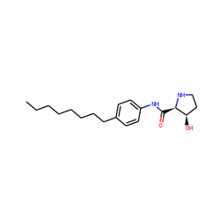 CCCCCCCCc1ccc(NC(=O)[C@H]2NCC[C@H]2O)cc1 ZINC000049695545