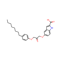 CCCCCCCCc1ccc(OCC(=O)COc2ccc3[nH]c(C(=O)O)cc3c2)cc1 ZINC000036310685