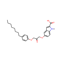 CCCCCCCCc1ccc(OCC(=O)COc2ccc3c(c2)cc(C(=O)O)n3C)cc1 ZINC000036310683