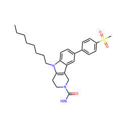CCCCCCCCn1c2c(c3cc(-c4ccc(S(C)(=O)=O)cc4)ccc31)CN(C(N)=O)CC2 ZINC000205728954
