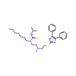 CCCCCCCN(CCN(C)CCSc1nc(-c2ccccc2)c(-c2ccccc2)[nH]1)C(=O)NC(C)C ZINC000036330841