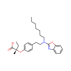 CCCCCCCN(CCc1ccc(O[C@@](C)(CC)C(=O)O)cc1)c1nc2ccccc2o1 ZINC000016052166