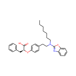 CCCCCCCN(CCc1ccc(O[C@@H](Cc2ccccc2)C(=O)O)cc1)c1nc2ccccc2o1 ZINC000095560962