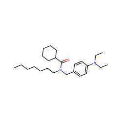 CCCCCCCN(Cc1ccc(N(CC)CC)cc1)C(=O)C1CCCCC1 ZINC000095584803