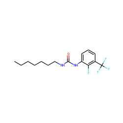 CCCCCCCNC(=O)Nc1cccc(C(F)(F)F)c1F ZINC000072115011