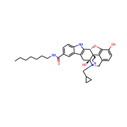 CCCCCCCNC(=O)c1ccc2[nH]c3c(c2c1)C[C@@]1(O)[C@H]2Cc4ccc(O)c5c4[C@@]1(CCN2CC1CC1)[C@H]3O5 ZINC000036221254