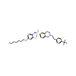 CCCCCCCOc1ccc(NS(=O)(=O)c2ccc3c(c2)CCN(CCc2ccc(C(C)(C)C)cc2)C3)c(F)c1 ZINC000224829032