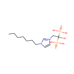 CCCCCCCn1cc[n+](CC(O)(P(=O)(O)O)P(=O)(O)O)c1 ZINC000095587002