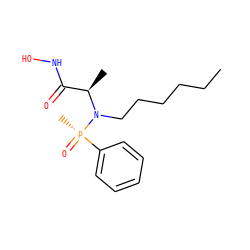 CCCCCCN([C@H](C)C(=O)NO)[P@](C)(=O)c1ccccc1 ZINC000013782648
