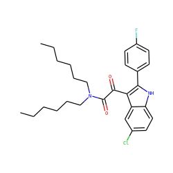CCCCCCN(CCCCCC)C(=O)C(=O)c1c(-c2ccc(F)cc2)[nH]c2ccc(Cl)cc12 ZINC000040391477