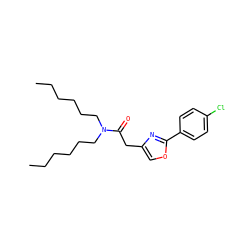 CCCCCCN(CCCCCC)C(=O)Cc1coc(-c2ccc(Cl)cc2)n1 ZINC000072114356