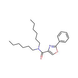 CCCCCCN(CCCCCC)C(=O)c1coc(-c2ccccc2)n1 ZINC000072118314