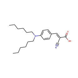 CCCCCCN(CCCCCC)c1ccc(/C=C(\C#N)C(=O)O)cc1 ZINC000143642562