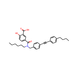 CCCCCCN(Cc1ccc(C#Cc2ccc(CCCC)cc2)cc1)C(=O)c1ccc(O)c(C(=O)O)c1 ZINC000116965598