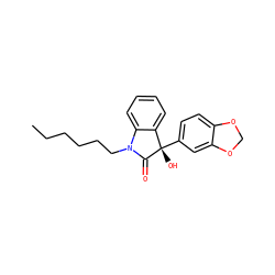 CCCCCCN1C(=O)[C@@](O)(c2ccc3c(c2)OCO3)c2ccccc21 ZINC000071331119