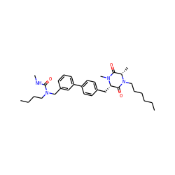 CCCCCCN1C(=O)[C@H](Cc2ccc(-c3cccc(CN(CCCC)C(=O)NC)c3)cc2)N(C)C(=O)[C@@H]1C ZINC000029465617