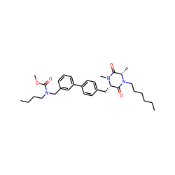 CCCCCCN1C(=O)[C@H](Cc2ccc(-c3cccc(CN(CCCC)C(=O)OC)c3)cc2)N(C)C(=O)[C@@H]1C ZINC000029467353