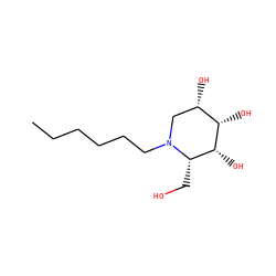 CCCCCCN1C[C@H](O)[C@H](O)[C@H](O)[C@@H]1CO ZINC000036338460