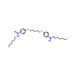 CCCCCCNC(=N)c1ccc(OCCCCCOc2ccc(C(=N)NCCCCCC)cc2)cc1 ZINC000045201360