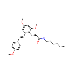 CCCCCCNC(=O)/C=C/c1c(/C=C/c2ccc(OC)cc2)cc(OC)cc1OC ZINC000095590425