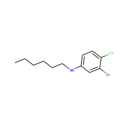 CCCCCCNc1ccc(Cl)c(Br)c1 ZINC000087152683