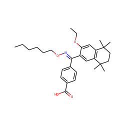CCCCCCO/N=C(\c1ccc(C(=O)O)cc1)c1cc2c(cc1OCC)C(C)(C)CCC2(C)C ZINC000013979956