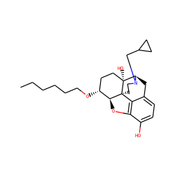 CCCCCCO[C@@H]1CC[C@@]2(O)[C@H]3Cc4ccc(O)c5c4[C@@]2(CCN3CC2CC2)[C@H]1O5 ZINC000040862334