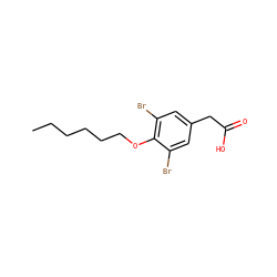 CCCCCCOc1c(Br)cc(CC(=O)O)cc1Br ZINC000013643202