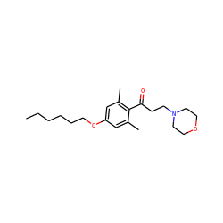 CCCCCCOc1cc(C)c(C(=O)CCN2CCOCC2)c(C)c1 ZINC000043121535