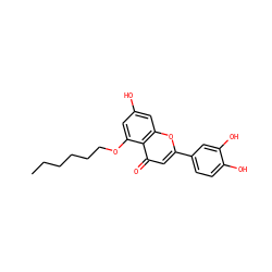 CCCCCCOc1cc(O)cc2oc(-c3ccc(O)c(O)c3)cc(=O)c12 ZINC000064447725
