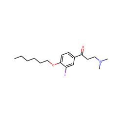 CCCCCCOc1ccc(C(=O)CCN(C)C)cc1I ZINC000043066768