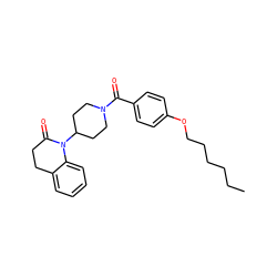 CCCCCCOc1ccc(C(=O)N2CCC(N3C(=O)CCc4ccccc43)CC2)cc1 ZINC000013832046