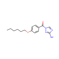 CCCCCCOc1ccc(C(=O)n2cnc(N)n2)cc1 ZINC000001758833