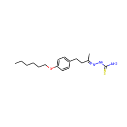 CCCCCCOc1ccc(CC/C(C)=N/NC(N)=S)cc1 ZINC000299868896