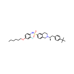 CCCCCCOc1ccc(NS(=O)(=O)c2ccc3c(c2)CCN([C@H](C)Cc2ccc(C(C)(C)C)cc2)C3)c(F)c1 ZINC000261121325