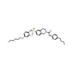 CCCCCCOc1ccc(NS(=O)(=O)c2ccc3c(c2)CCN(C(=O)Nc2ccc(CCCC)cc2)C3)c(F)c1 ZINC000261083634