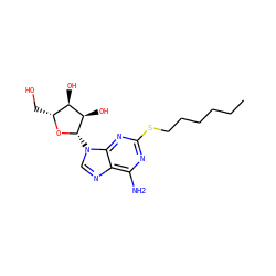 CCCCCCSc1nc(N)c2ncn([C@@H]3O[C@H](CO)[C@@H](O)[C@H]3O)c2n1 ZINC000045298728