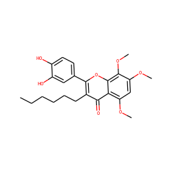 CCCCCCc1c(-c2ccc(O)c(O)c2)oc2c(OC)c(OC)cc(OC)c2c1=O ZINC000002014142