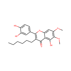 CCCCCCc1c(-c2ccc(O)c(O)c2)oc2cc(OC)c(OC)c(O)c2c1=O ZINC000013822667