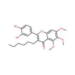 CCCCCCc1c(-c2ccc(O)c(O)c2)oc2cc(OC)c(OC)c(OC)c2c1=O ZINC000013822657