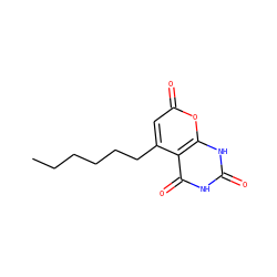 CCCCCCc1cc(=O)oc2[nH]c(=O)[nH]c(=O)c12 ZINC000034605606
