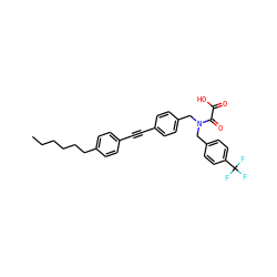 CCCCCCc1ccc(C#Cc2ccc(CN(Cc3ccc(C(F)(F)F)cc3)C(=O)C(=O)O)cc2)cc1 ZINC000034278468