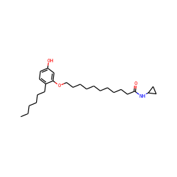 CCCCCCc1ccc(O)cc1OCCCCCCCCCCC(=O)NC1CC1 ZINC000013676056