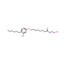 CCCCCCc1ccc(OCCCCCCCC(=O)NCCO)cc1O ZINC000028649226
