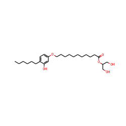 CCCCCCc1ccc(OCCCCCCCCCCC(=O)OC(CO)CO)cc1O ZINC000073165893