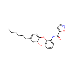 CCCCCCc1ccc(Oc2ccccc2NC(=O)c2ccno2)c(O)c1 ZINC000029049562