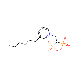 CCCCCCc1ccc[n+](CC(P(=O)(O)O)P(=O)(O)O)c1 ZINC000035825529