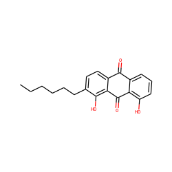 CCCCCCc1ccc2c(c1O)C(=O)c1c(O)cccc1C2=O ZINC000013454748